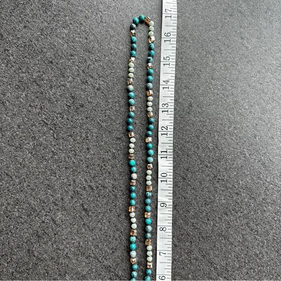 NEW Long Knotted Multi-color Bead Necklace Silver & Turquoise Dragonfly Pendant - Picture 7 of 9